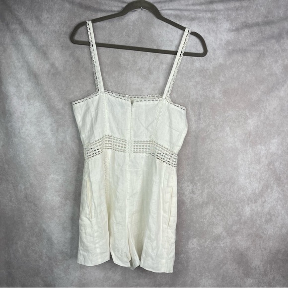 Intermix Jane Eyelet Lace Linen Mini Romper In White Women's Size 6 - Picture 4 of 8